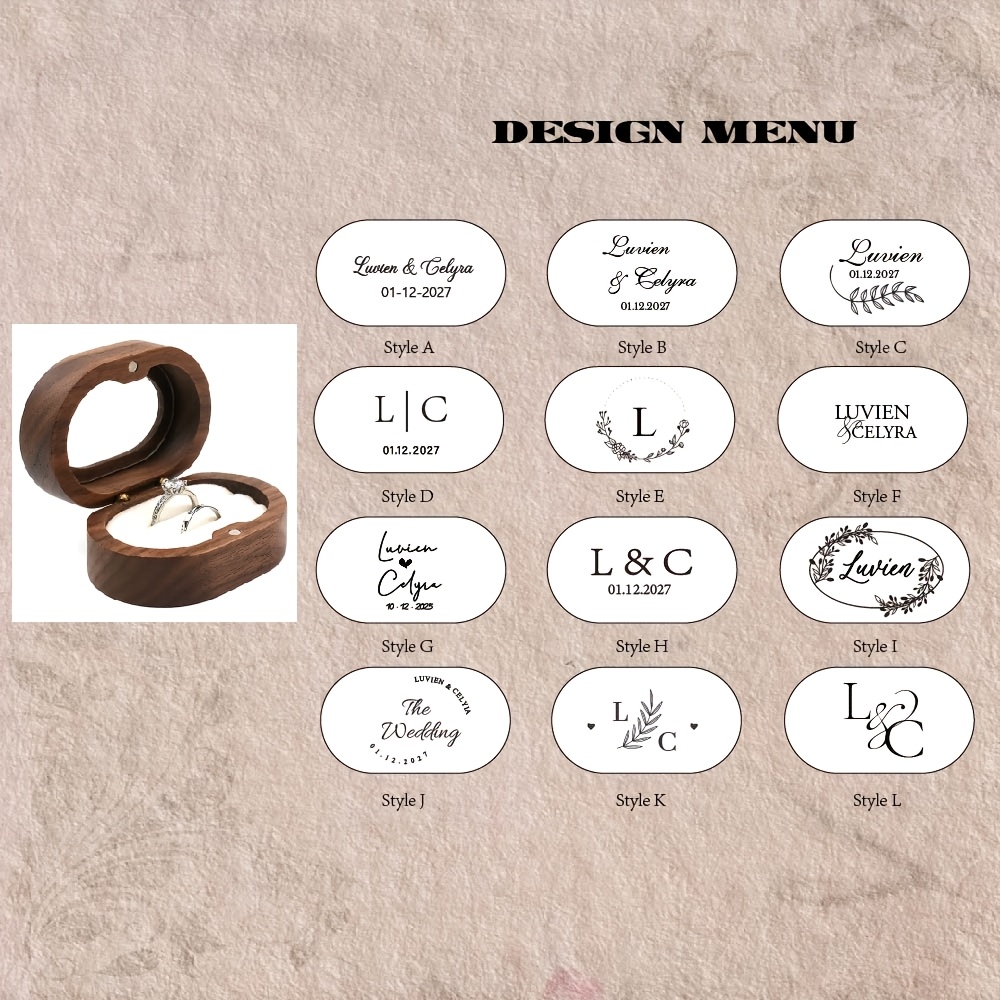 Personalized Oval Walnut Ring Box for Proposals and Weddings